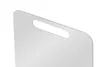 A close-up of the corner of a silver cutting board with a handle cutout. Produktbild-Vorschau