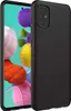 A black phone case is shown on a white background, with a smartphone partially visible underneath. Produktbild-Vorschau