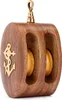 Maritim Doppel Blockrolle aus Holz und Messing, Produktbild-Vorschau 1