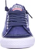 A close-up, front-facing view of a blue sneaker. Voir les images du produit