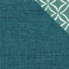 A close-up view of two fabric textures, one solid teal and the other a green and white geometric pattern. Náhled obrázku produktu