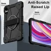 A marketing image showing a black phone case with a stand and a close-up of a tablet with a case. Voir les images du produit