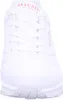 A close-up, front-facing view of a white Skechers sneaker. Produktbild-Vorschau