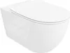A white wall-mounted toilet with the lid closed, shown from a diagonal angle against a white background. Produktbild-Vorschau