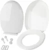 A white toilet seat and lid are displayed separately, along with installation hardware, on a white background. Náhľad obrázku produktu