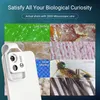 A collage of microscopic images taken with a phone microscope lens, showing various surfaces and objects magnified. Produktbild-Vorschau