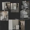 Collage of images showing white bedside tables in bedroom settings. Voir les images du produit