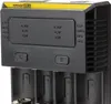 A close-up view of a battery charger with multiple slots and a digital display. Produktbild-Vorschau
