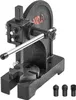 A black cast iron arbor press with a red 'NO.0' marking on the flywheel, shown on a white background with three interchangeable punch tips in the foreground. Podgląd zdjęcia produktu