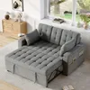 A gray sofa bed is shown in a living room setting with a window and a dresser. Anteprima dell’immagine prodotto