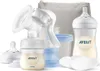 A collection of Philips Avent baby feeding products, including a breast pump, bottles, and storage containers, arranged on a white background. Produktbild-Vorschau