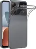 A transparent phone case is shown on a white background, partially covering a smartphone. Produktbild-Vorschau