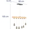 Lampa sufitowa wisząca LOFT 6 punktowa E27 - drewniana Podgląd zdjęcia produktu 5