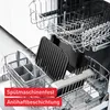 Inside a dishwasher, showing a grill plate and a cutlery basket. Produktbild-Vorschau