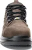 A close-up front view of a brown work boot. Produktbild-Vorschau