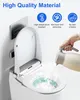 A person is pouring hot water into a toilet seat with a special insert, creating steam. The image highlights product features. Produktbild-Vorschau