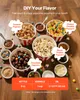 A flat lay image showing different flavors of popcorn in buckets, along with ingredients and a recipe chart. Náhľad obrázku produktu