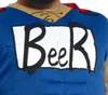 Close-up of a person wearing a blue costume with the word "Beer" printed on it. Produktbild-Vorschau