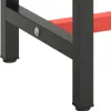 A close-up view of the black metal frame and red support of a workbench. Podgląd zdjęcia produktu