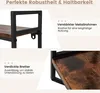 Close-up shots of a wooden shelf with a black metal frame, highlighting its features and durability. Produktbild-Vorschau