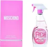A pink box and a pink spray bottle of Moschino Fresh Couture Eau de Toilette are displayed side-by-side against a white background. Podgląd zdjęcia produktu