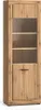 A tall, narrow display cabinet with a glass door and a wooden drawer. Produktbild-Vorschau