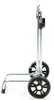 A side view of a silver shopping trolley with black wheels against a white background. Produktbild-Vorschau