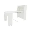 A white folding dining table with a cabinet and shelves. Náhled obrázku produktu