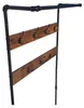 A coat rack with wooden shelves and metal hooks. Podgląd zdjęcia produktu