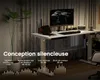 A modern standing desk setup in a dimly lit room, showcasing its quiet operation. Anteprima dell’immagine prodotto