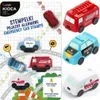 A product package containing several toy emergency vehicle stamps, with individual stamps shown in the foreground and on the packaging. Anteprima dell’immagine prodotto