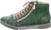 A side view of a green high-top sneaker with beige laces and a zipper. Produktbild-Vorschau
