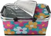 A picnic basket with a floral pattern and an open insulated lid. Náhled obrázku produktu