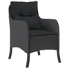 3-tlg. Garten-Essgruppe mit Kissen Schwarz Poly Rattan Produktbild-Vorschau 3