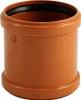 A close-up studio shot of a single orange PVC pipe fitting with a black rubber seal. Náhľad obrázku produktu