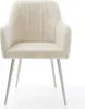 A beige corduroy armchair with silver legs, isolated on a white background. Produktbild-Vorschau