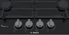 Close-up view of a black Bosch gas hob with four burners and control knobs. Anteprima dell’immagine prodotto