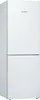 A white Bosch refrigerator with the freezer compartment at the bottom, shown from the front. Produktbild-Vorschau