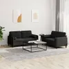 The Living Store 2-tlg. Sofagarnitur mit Kissen Schwarz Produktbild-Vorschau 2