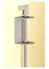 A light gray metal bracket with a vertical rod and two circular plates, mounted on a light yellow wall. Produktbild-Vorschau
