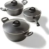 Three pots with lids are arranged on a white background. Produktbild-Vorschau