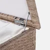 A close-up view of the hinge and interior lining of a wicker storage box. Anteprima dell’immagine prodotto