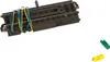 A model railway track piece with attached wires and two small plastic connectors. Produktbild-Vorschau