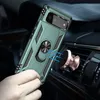 A hand holding a green phone case with a ring holder, which is magnetically attached to a car vent mount. Produktbild-Vorschau