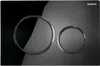 A black flush plate with two circular buttons for a toilet cistern. Produktbild-Vorschau