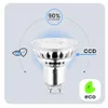 A product image of an LED light bulb with marketing graphics and text. Produktbild-Vorschau