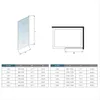 Diagrams and a table showing dimensions for shower walls. Produktbild-Vorschau