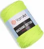 A roll of lime green macrame cotton cord with a label. Produktbild-Vorschau