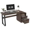 A modern desk with a computer, lamp, and office supplies. Podgląd zdjęcia produktu