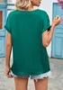 ASKSA Damen T-Shirt Sommer Satin Spitze V-Ausschnitt Produktbild-Vorschau 5